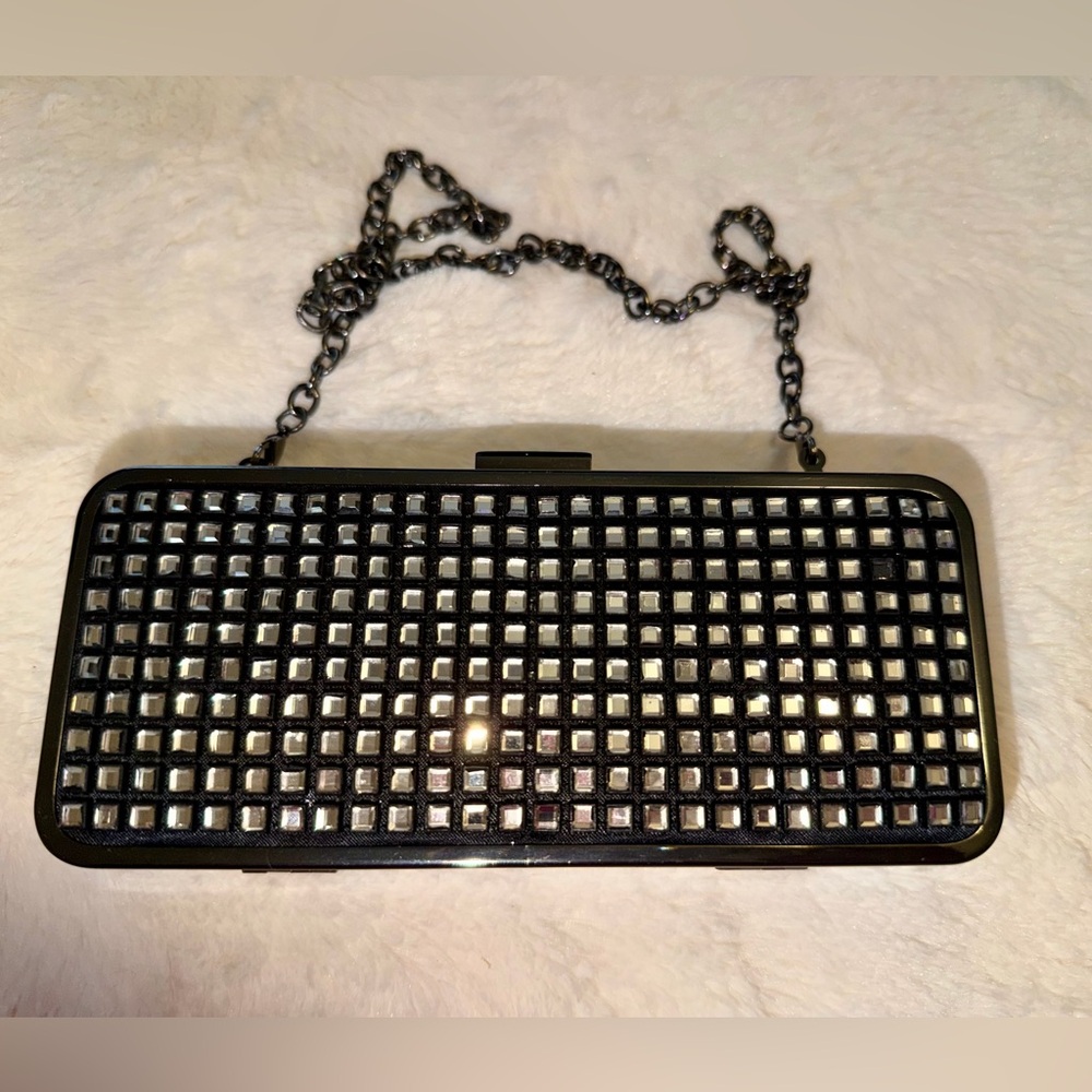 BCBGMaxAzria Black and Silver Clutch